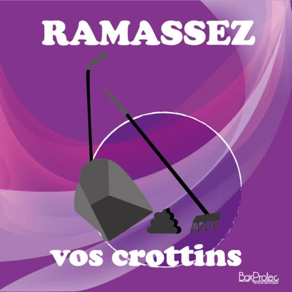 Panneau "Ramassez vos crottins" - Violet