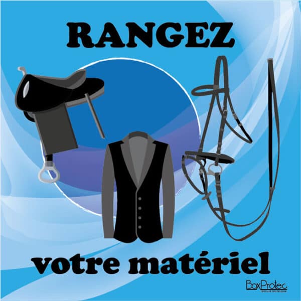 Panneau rangez votre matériel d'équitation - Bleu