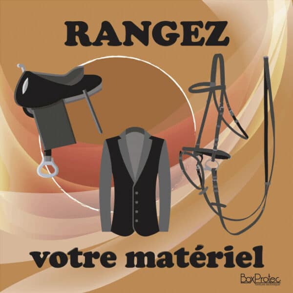 Panneau rangez votre matériel d'équitation - Marron