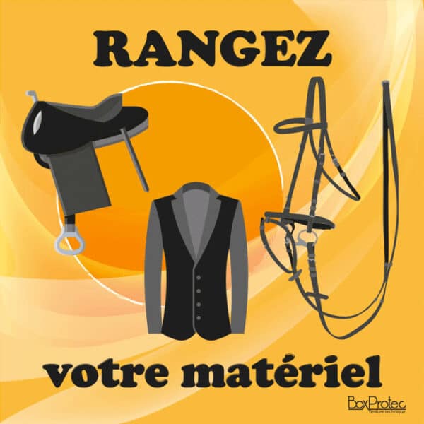 Panneau rangez votre matériel d'équitation - Orange