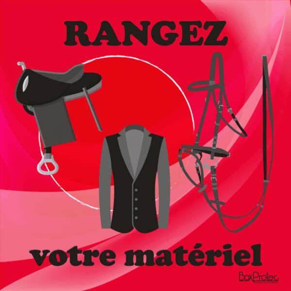 Panneau rangez votre matériel d'équitation - Rouge