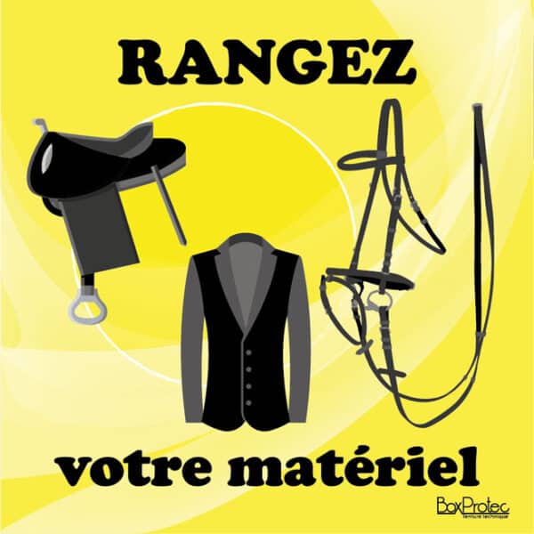 Panneau rangez votre matériel d'équitation - Jaune