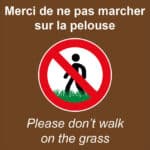 Panneau “Merci de ne pas marcher sur la pelouse” - marron