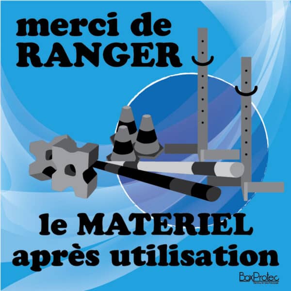 Panneau "Ranger le matériel après utilisation" - Bleu