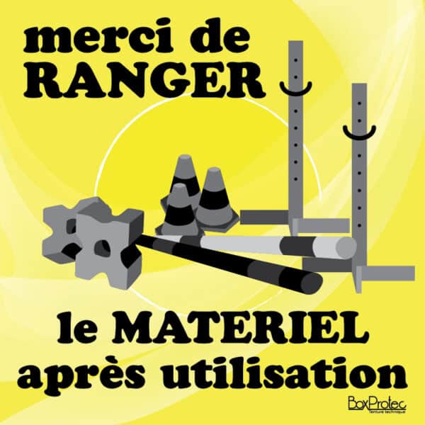 Panneau "Ranger le matériel après utilisation" - Jaune