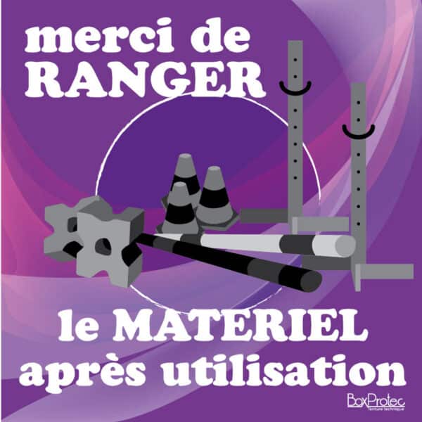 Panneau "Ranger le matériel après utilisation" - Violet