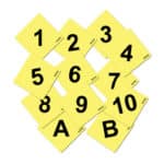 Numéros et lettres de cross fond jaune