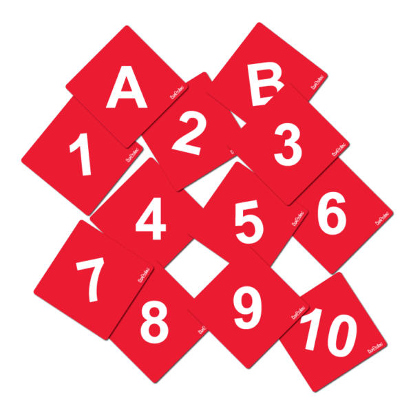 numéro et lettre d'obstacle de cross fond rouge