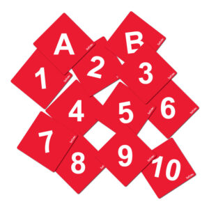 Numéros et lettres de cross fond rouge