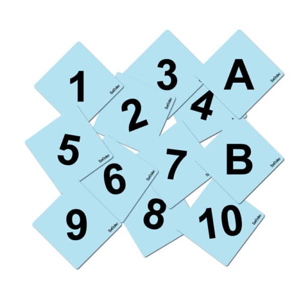 Numéros et lettres de cross fond bleu