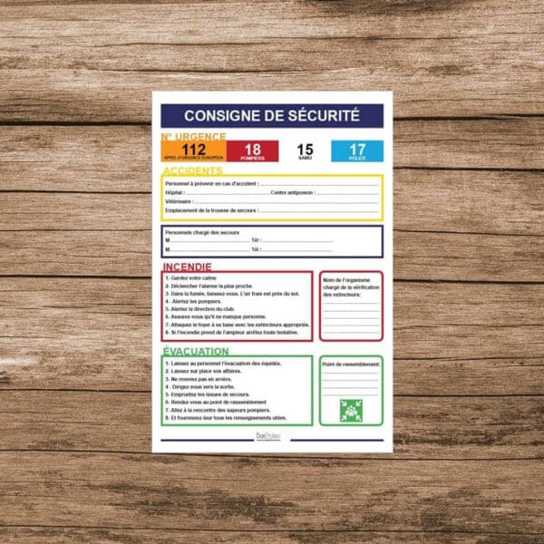 Panneau consigne de sécurité