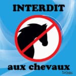 Panneau "Interdit aux chevaux" - bleu