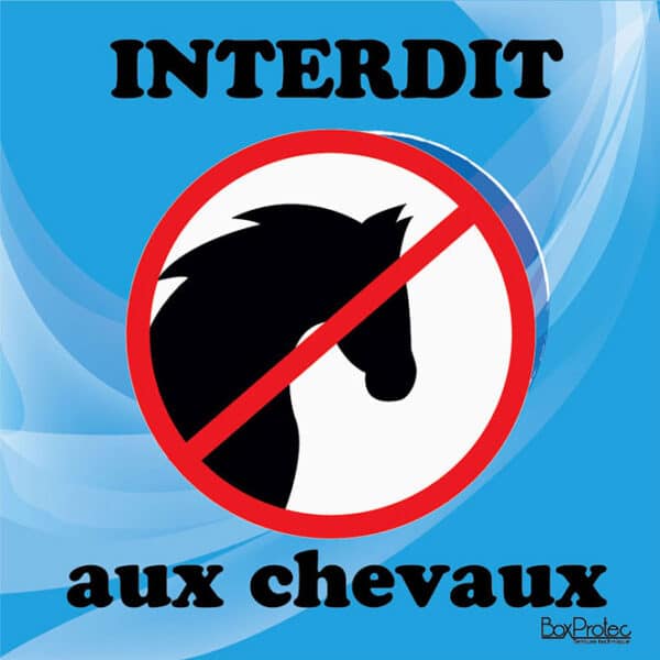 Panneau "Interdit aux chevaux" - bleu