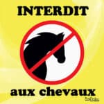 Panneau "Interdit aux chevaux" - jaune