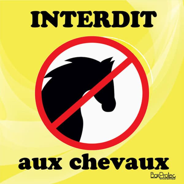 Panneau "Interdit aux chevaux" - jaune