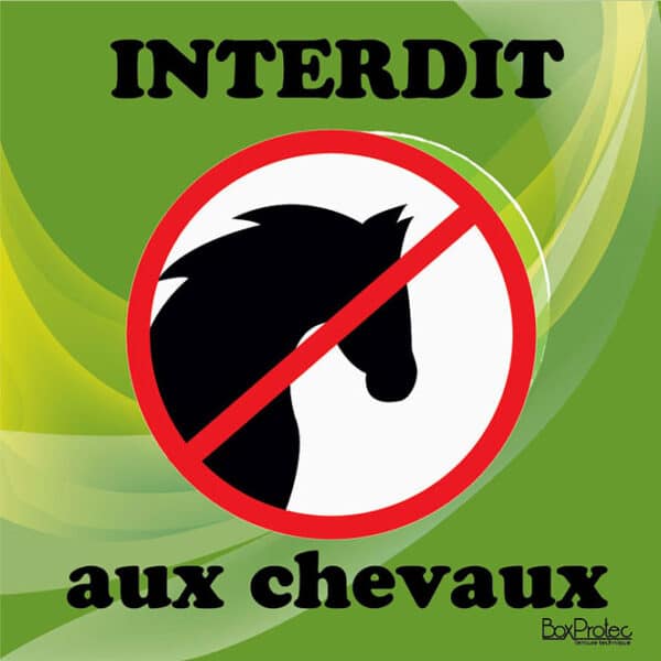 Panneau "Interdit aux chevaux" - vert