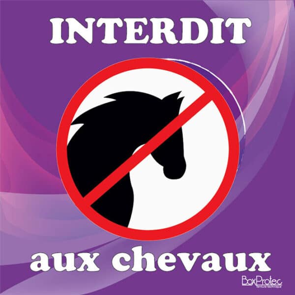 Panneau "Interdit aux chevaux" - violet