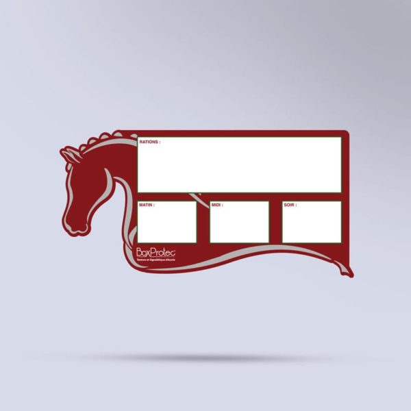 plaque de ration pour chevaux effaçable rouge Boxprotec