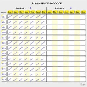 Planning de paddock - Jaune