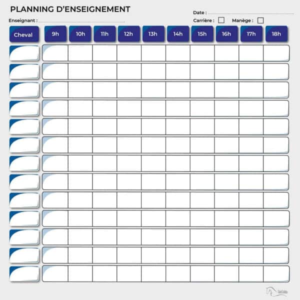 Planning d'enseignement journalier - Bleu Planning d'enseignement journalier - Bleu