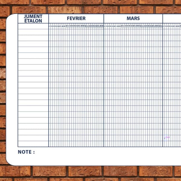 Planning d'insemination 400 x 100 cm