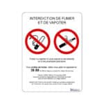 Panneau légal "Interdit de fumer et de vapoter"