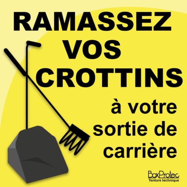 Panneau "Ramassez vos crottins à votre sortie de carrière" - jaune