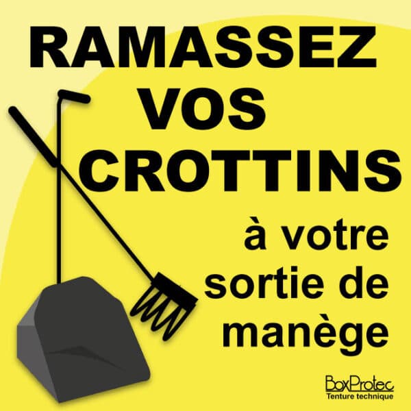 Panneau "Ramassez vos crottins à votre sortie de manège" - jaune