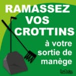 Panneau "Ramassez vos crottins à votre sortie de manège" - vert