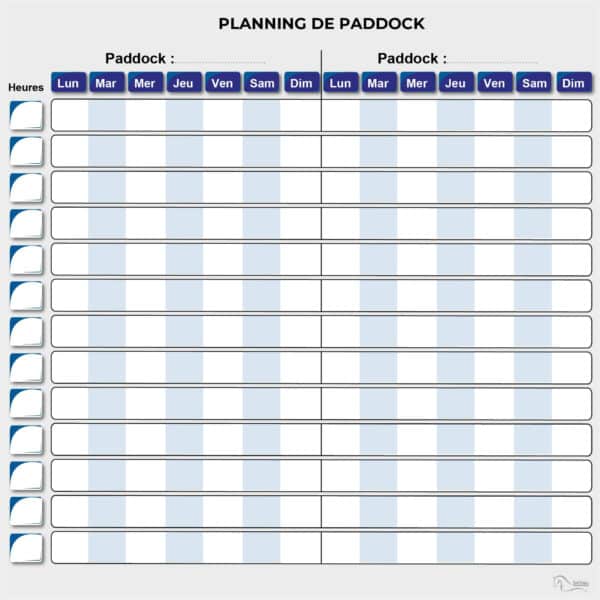 Planning de paddock - Bleu