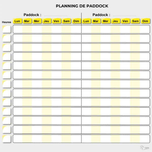 Planning de paddock - Jaune