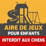 Panneau jaune "Aire de Jeux Enfants - Interdit aux Chiens"