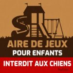 Panneau "Aire de Jeux Enfants - Interdit aux Chiens" coloris marron