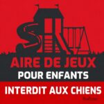 Coloris rouge du panneau "Aire de Jeux Enfants - Interdit aux Chiens"