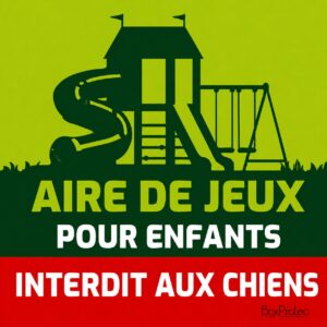 Panneau signalétique "Aire de Jeux Enfants - Interdit aux Chiens" vert, 30x30 cm - Boxprotec