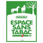 Panneau signalétique Espace sans tabac vert avec deux chevaux, pour centre équestre et écurie